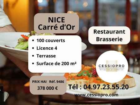 restaurant brasserie 200 m2 -licence 4 - carre d'or nice c