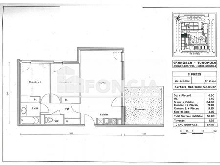 vente - appartement en résidence services - 3 pièces - 52 46 m²
