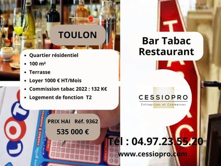 bar  restaurant  tabac 100 m² toulon