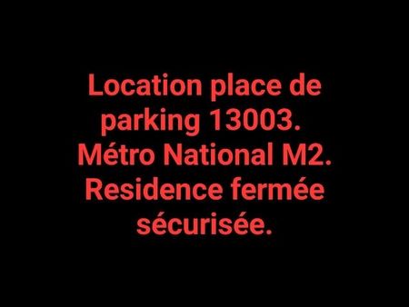 location place de parking résidence sécurisée - mur de chaque côté - métro m2