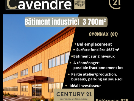 entrepôt à vendre de 3 700 m² à oyonnax - 01100