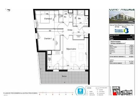 location appartement  61.65 m² t-3 à woippy  830 €
