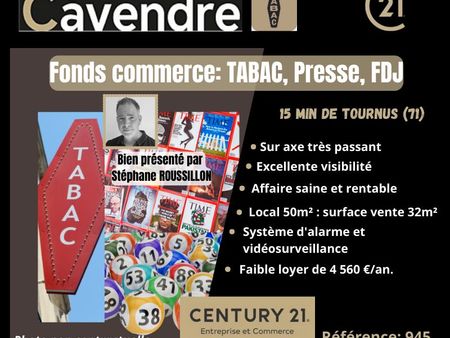 fonds de commerce  tabac 50 m² tournus