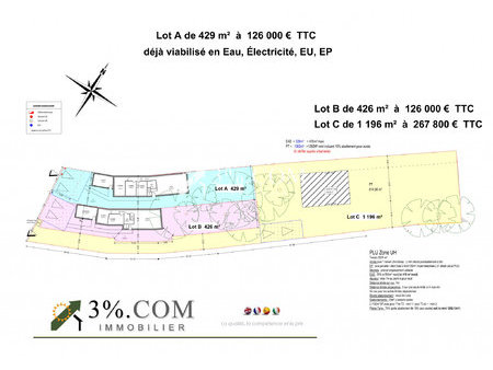 terrain constructible viabilisé de 429 m2