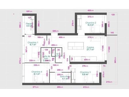 location appartement  78.15 m² t-5 à pessac  540 €