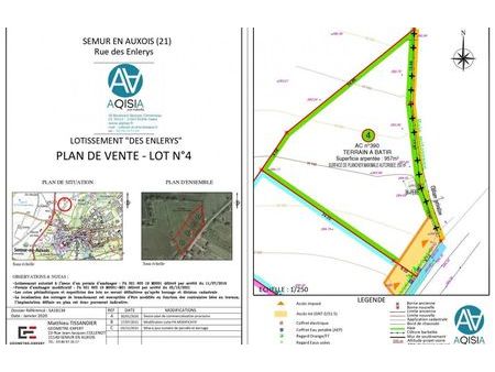 vente terrain 957 m² semur-en-auxois (21140)