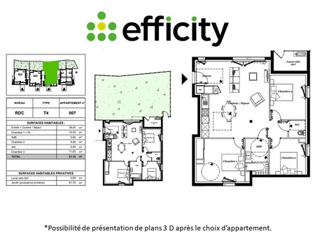appartement 4 pièces - 81 m²