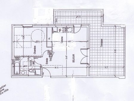 t2 44m² antigone - dernier étage - terrasse 30m²