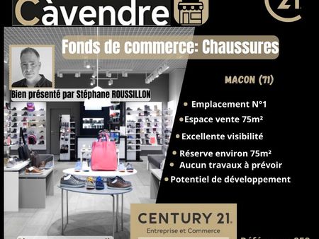 chaussures  fonds de commerce 75 m² macon