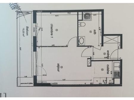 appartement 2 pieces 44 m2 proche metro aubrac