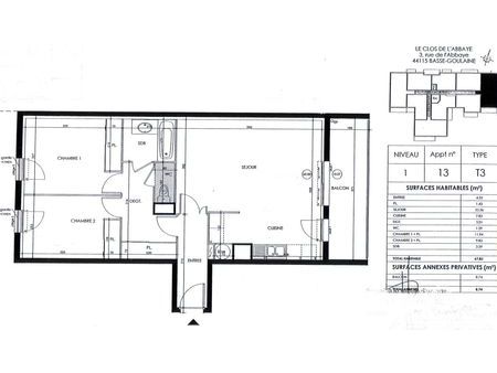 appartement 3 pièces 68 m² + garage double