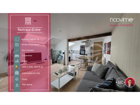 vente appartement 3 pièces à nort-sur-erdre (44390) : à vendre 3 pièces / 62m² nort-sur-er