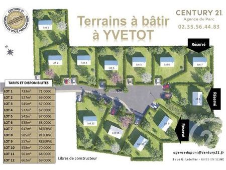 terrain à vendre - 617 m2 - yvetot - 76 - haute-normandie