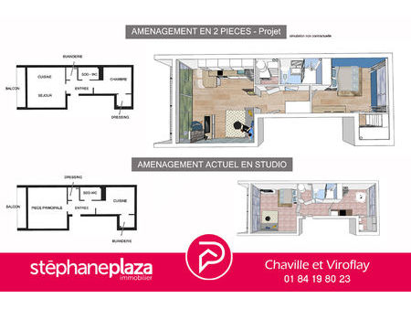velizy-villacoublay - grand studio de 35 m2 avec balcon - velizy villacoublay