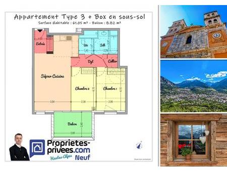 briançon - centre ville - appartement type 3 de 64.78 m² + balcon avec box et casier à ski