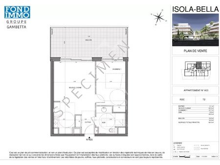 avant-premiere. programme neuf "cannes isola-bella" - appartement 2 pieces - a03