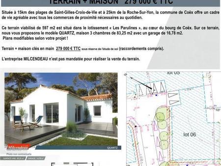 vente maison à coëx (85220) : à vendre / 83m² coëx