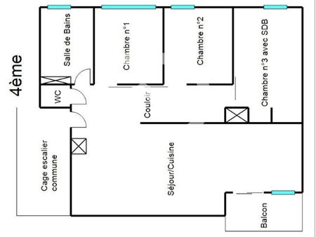 chatellerault - rentabilite 15% brute- appartement 4e etage - 84m² - 3 chambres - colocati