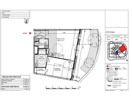 vente programme neuf appartement à angers centre (49000) : à vendre appartement / 42m² ang