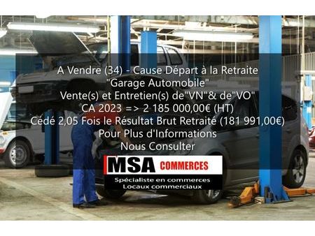 garage automobile vente et entretien de v.n & v.o ca 2023 - 2 185 000euros (ht) cédé 2 05 