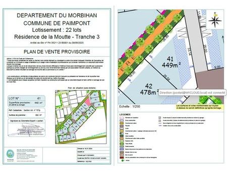 à vendre : terrain dans le lotissement de paimpont-brocéliande