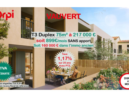 vente appartement 3 pièces 70 m² vauvert (30600)