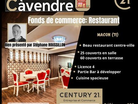 fonds de commerce  restaurant 60 m² macon