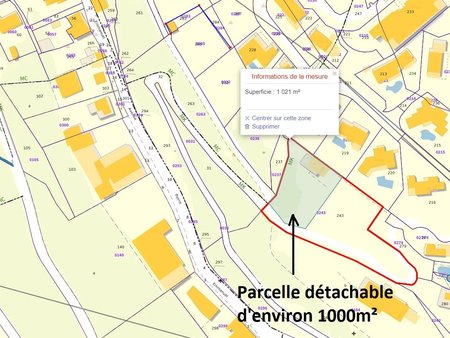 saint pierre de feric - terrain constructible 1000m² avec atelier - vue mer /collines