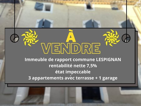 immeuble de rapport lespignan 3 appartements avec terrasse e