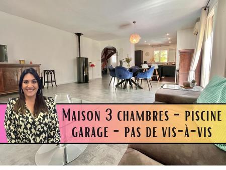 maison avec 3 chambres  espace bureau  piscine  garage  sans vis-à-vis