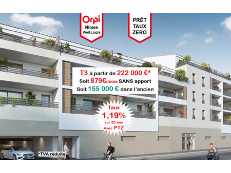 vente appartement 3 pièces 61 m² nîmes (30000)