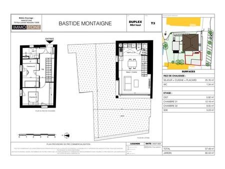 appartement/maison rénovée de 58 m² avec 2 chambres  jardin et stationnement - saint barna