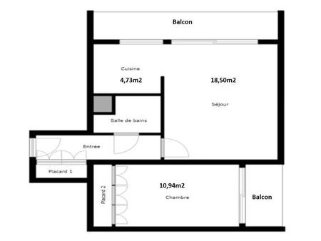 2 pièces 43.71m2 – avec parking privé