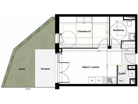 haut idron appartement t2 avec jardin  terrasse et parking