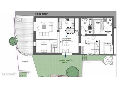 apparemment 133 m² avec jardin