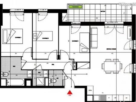 dernier étage 4 pièces immeuble récent terrasse vue dégagée