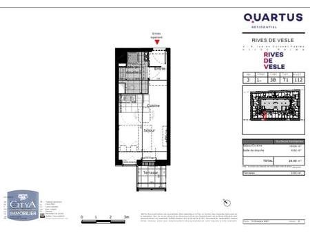 location appartement reims (51100) 1 pièce 24.48m²  411€