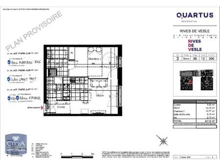 location appartement reims (51100) 2 pièces 41.77m²  613€