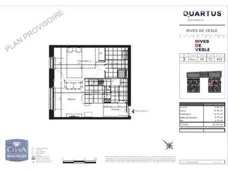 location appartement reims (51100) 2 pièces 42.02m²  651€