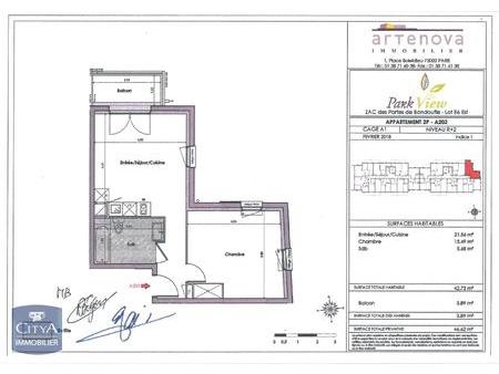 location appartement bondoufle (91070) 2 pièces 42.73m²  826€