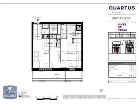 location appartement reims (51100) 2 pièces 45.9m²  730€