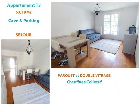 vente appartement 3 pièces 63 m²