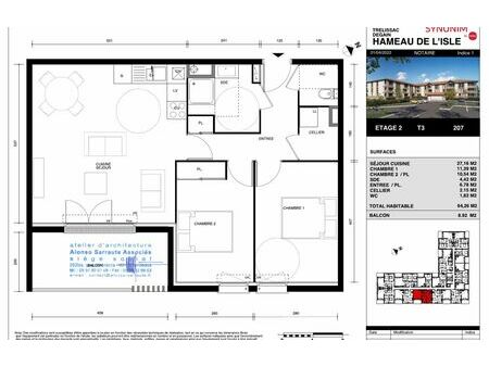 location appartement 3 pièces 64 m² trélissac (24750)