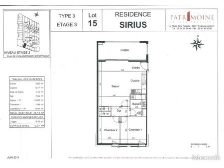 appartements t3 blagnac - sans frais d agence