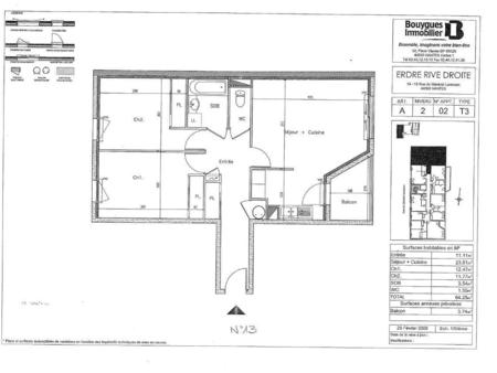 appartement nantes - 3 pièce(s) - 64.25 m2