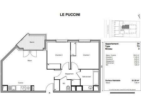 appartement champigny sur marne 3 pièce(s) 61.20 m2